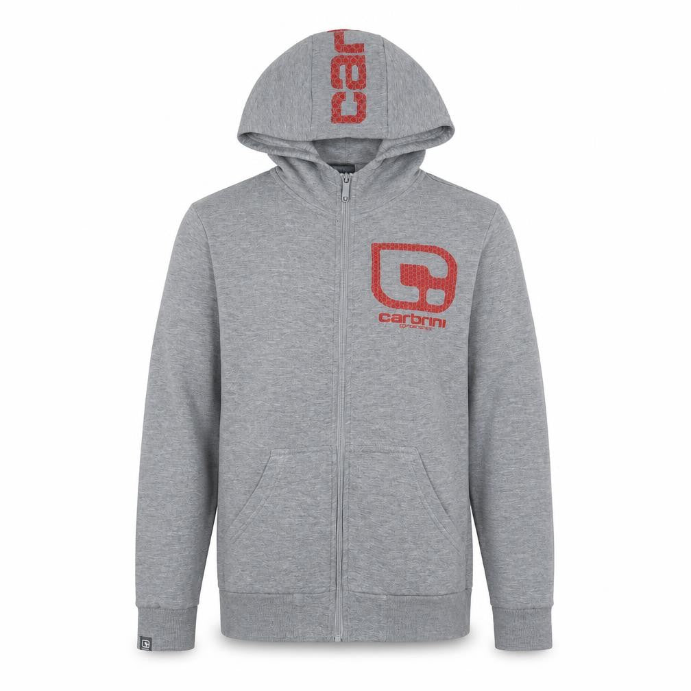 Front view of Cabrini boys’ grey jacket, size 13-14, years