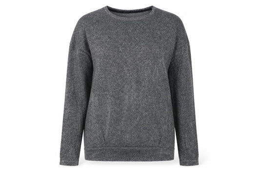 Front view of Next women’s silver boat neck cotton jumper, size UK 14
