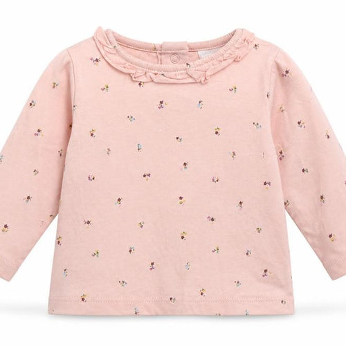 NEXT Girls Pink Geometric Cotton Basic T-Shirt Size 3-6 Months Round Neck