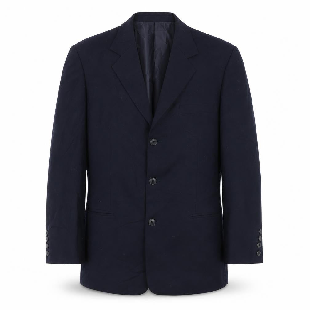 Front view of James Fashion men’s blue polyester jacket suit jacket, size 36