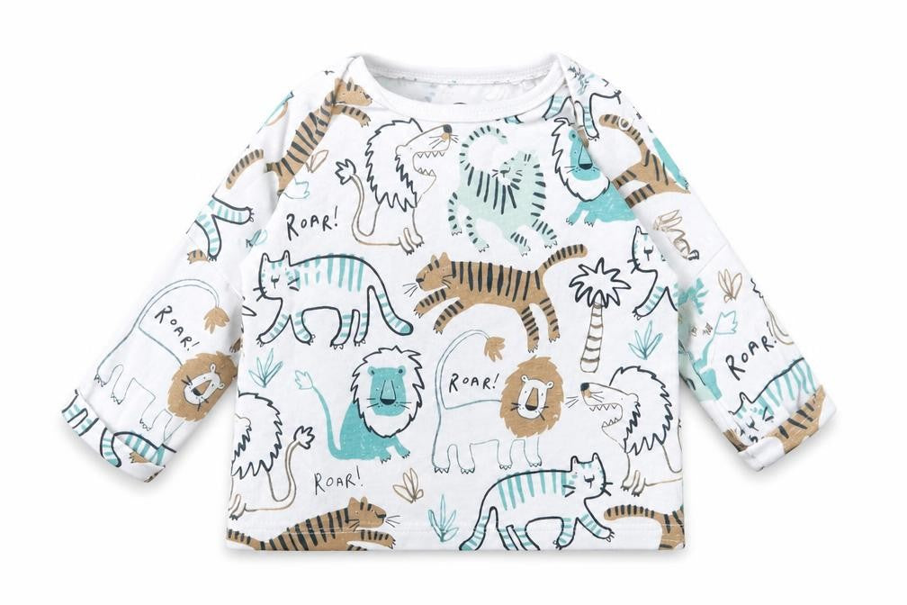 Front view of Next Baby Multicoloured Geometric Cotton Basic Casual, size 0-3, Months Crew Neck Button