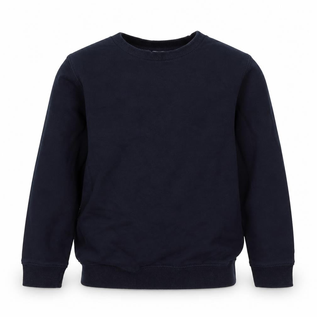 Front view of Tu boys’ blue cotton pullover sweatshirt, size 7, years pullover