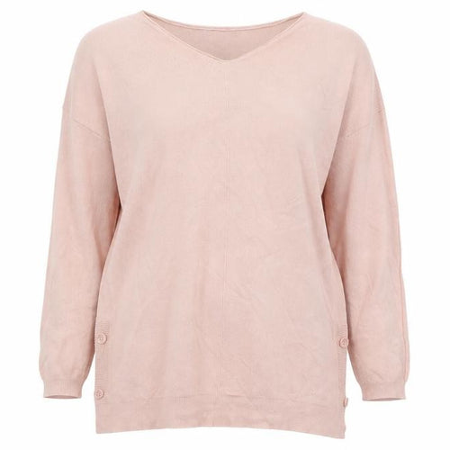 Lazy Girl Womens Pink V-Neck  Viscose Pullover Jumper Size S