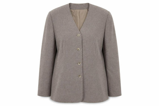 Front view of Berkertex women’s brown jacket, size UK 14, button