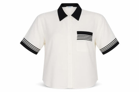 Front view of Wallis women’s ivory polyester basic button-up, size UK 12, collared