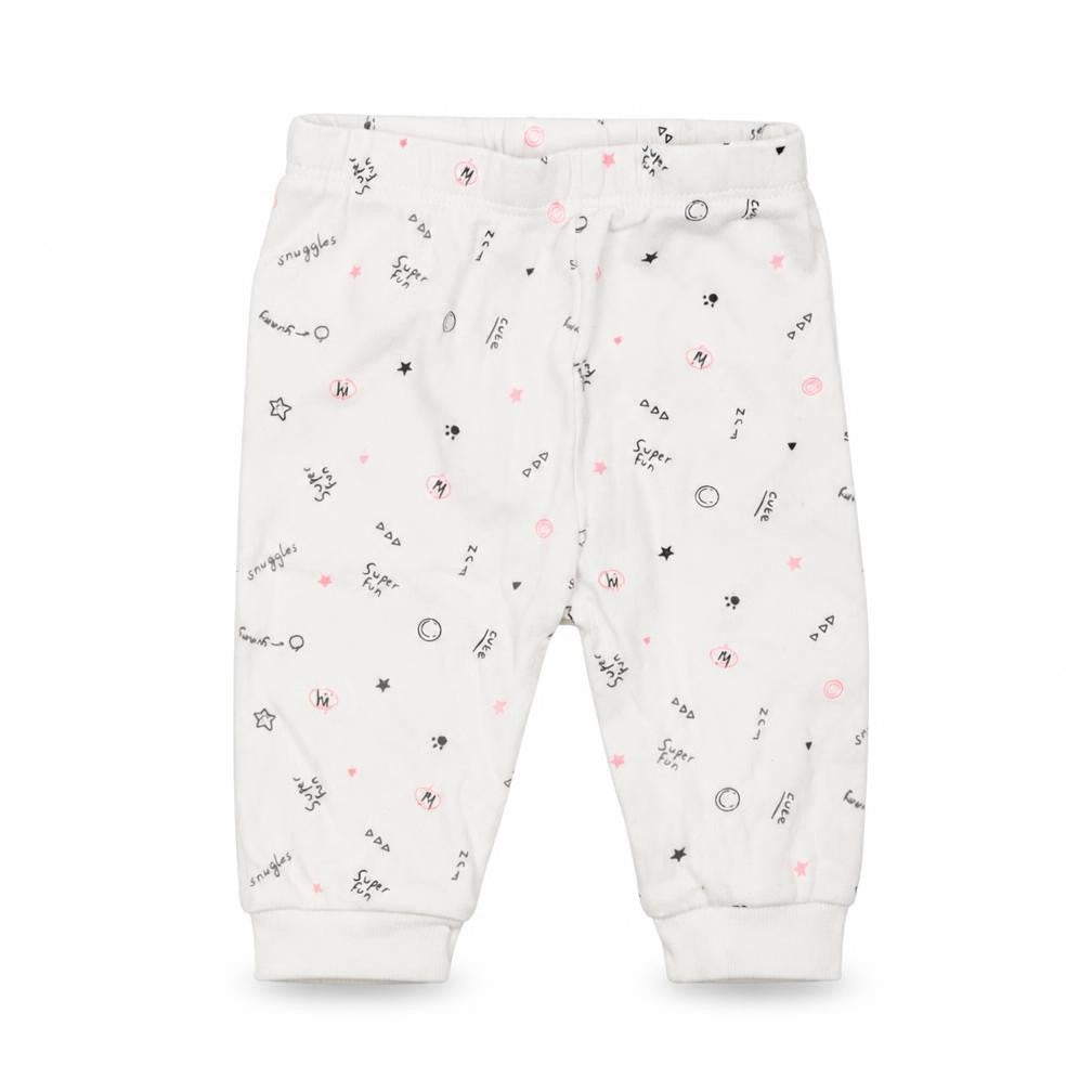 George Baby White Geometric Cotton Jogger Leggings Size 3-6 Months