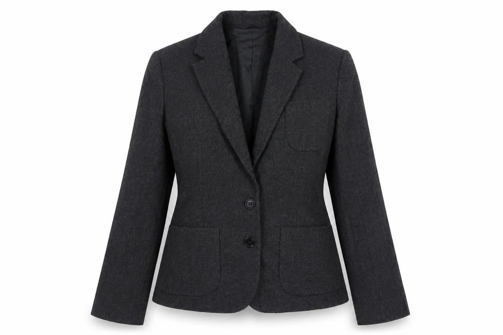 Front view of French Connection women’s grey viscose jacket suit jacket, size UK 6