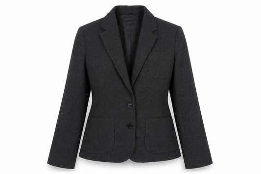 Front view of French Connection women’s grey viscose jacket suit jacket, size UK 6