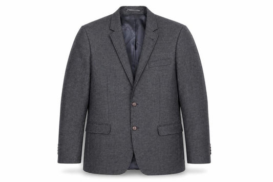 Front view of Steel & Jelly men’s blue wool jacket suit jacket, size 40