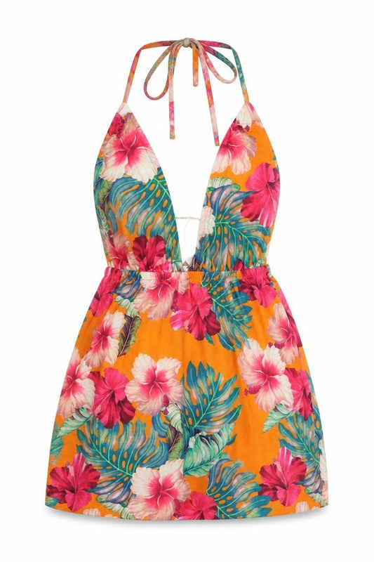 Front view of ASOS women’s multicoloured floral polyester camisole tank, size UK 6, v-neck