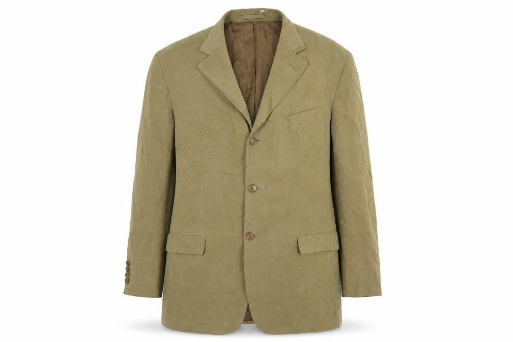Front view of Marks & Spencer men’s beige polyester jacket suit jacket, size 40