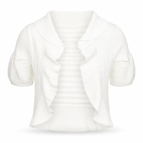 Soon Womens White Square Neck  Cotton Cardigan Jumper Size 14