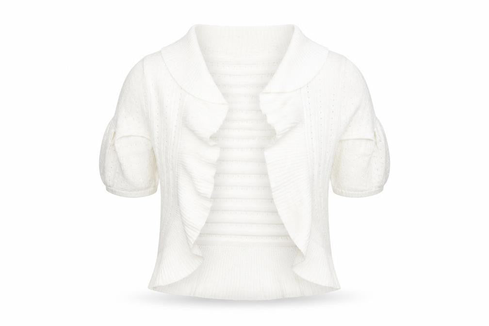 Soon Womens White Square Neck  Cotton Cardigan Jumper Size 14
