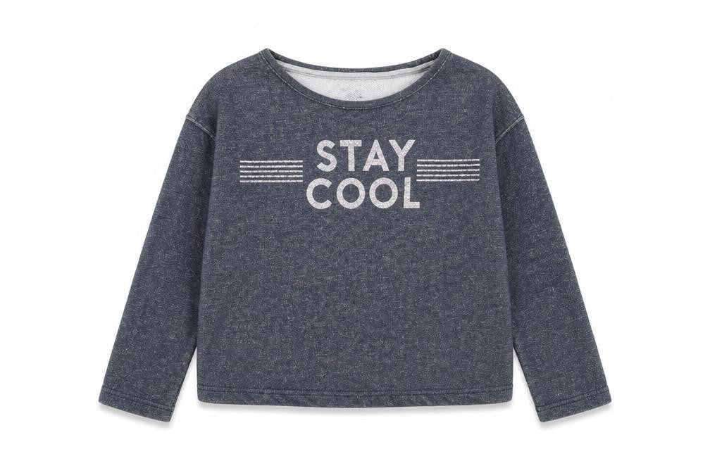 Front view of Next girls’ blue cotton pullover sweatshirt, size 11, years pullover - stay cool