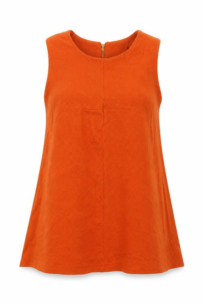 Front view of Marks & Spencer women’s orange round neck polyester jumper, size UK 12