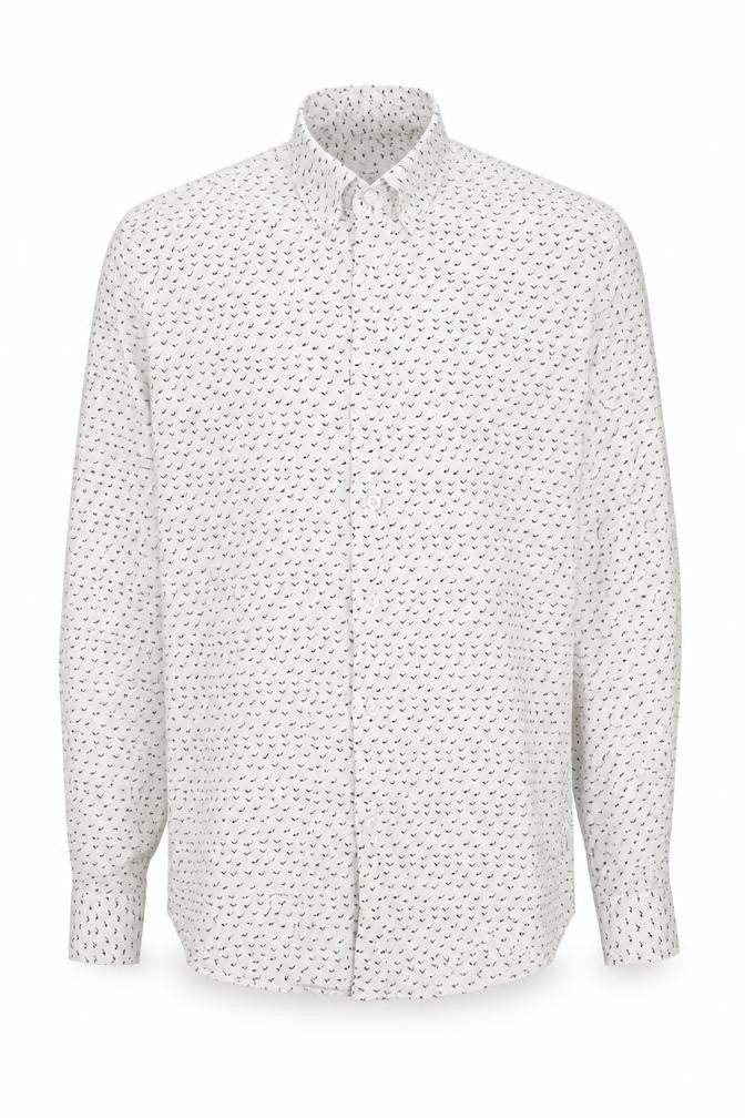 Peter Werth Mens White Geometric Cotton  Button-Up Size L Collared