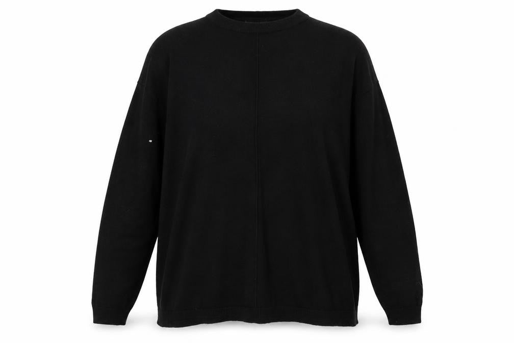 Front view of Atmosphere women’s black round neck viscose jumper, size UK 10
