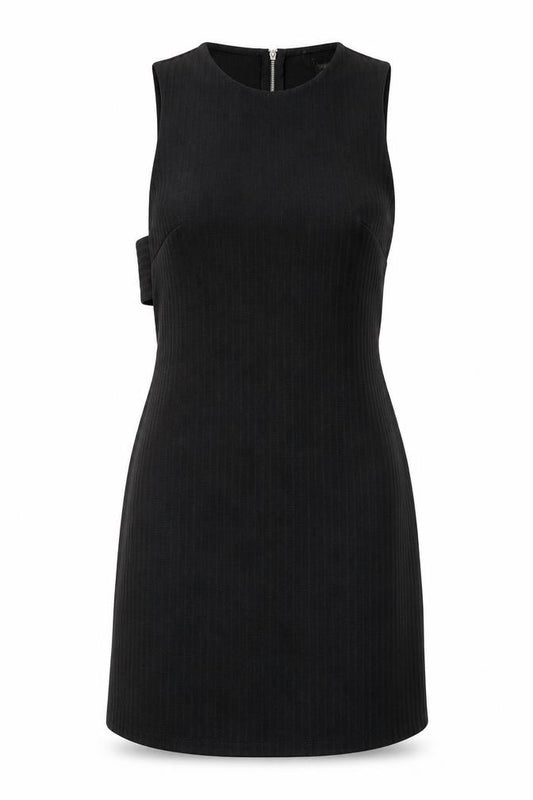 Front view of Primark women’s black polyester a-line, size UK 8, round neck zip