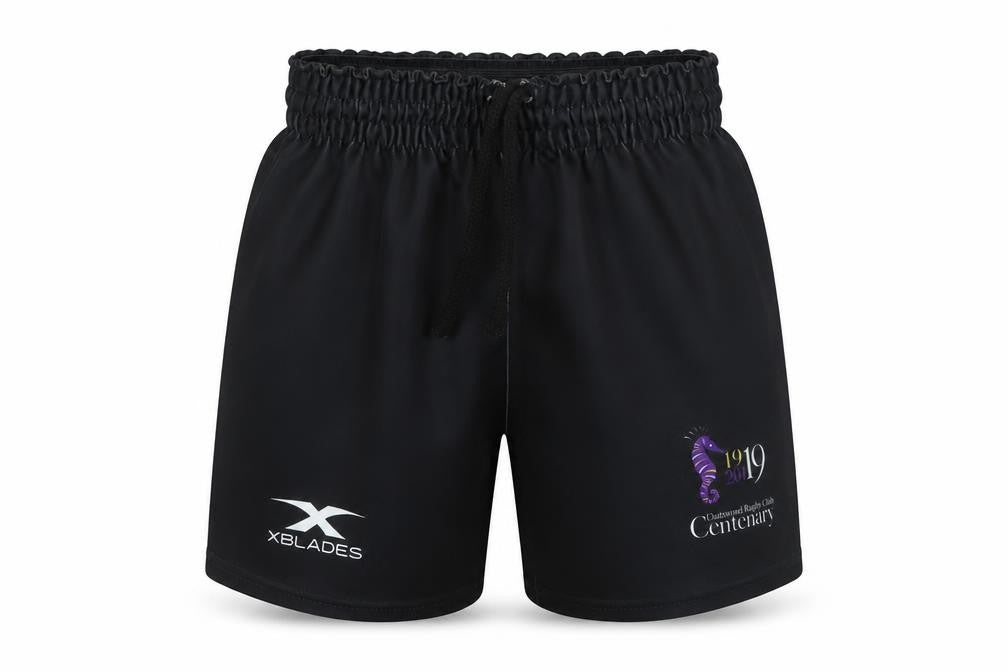 Front view of xblades boys’ black polyester sweat shorts, size L, regular