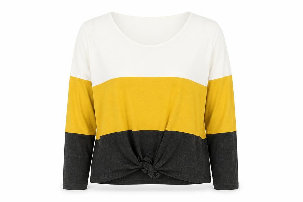 Front view of SHEIN women’s multicoloured round neck cotton jumper, size M