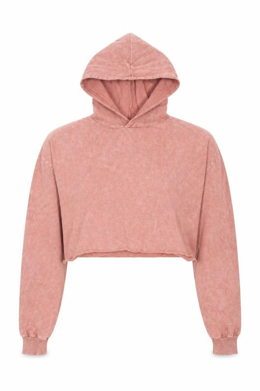 Front view of ASOS women’s pink cotton pullover hoodie, size UK 6, pullover