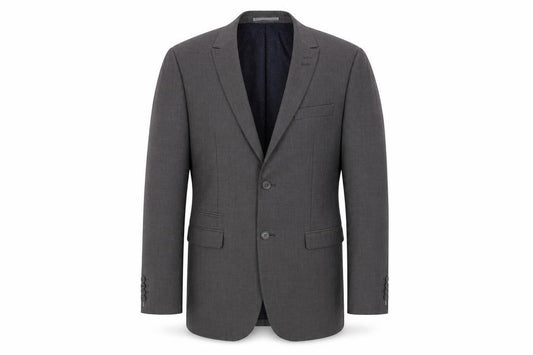 Front view of Skopes men’s grey polyester jacket blazer, size 36
