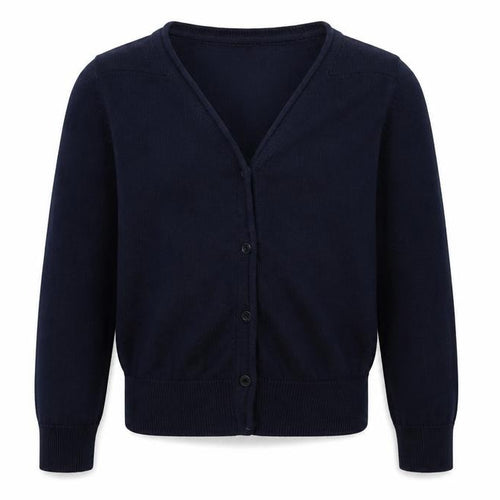 Marks and Spencer Girls Blue V-Neck  Cotton Cardigan Jumper Size 4-5 Years  Button - Schoolwear