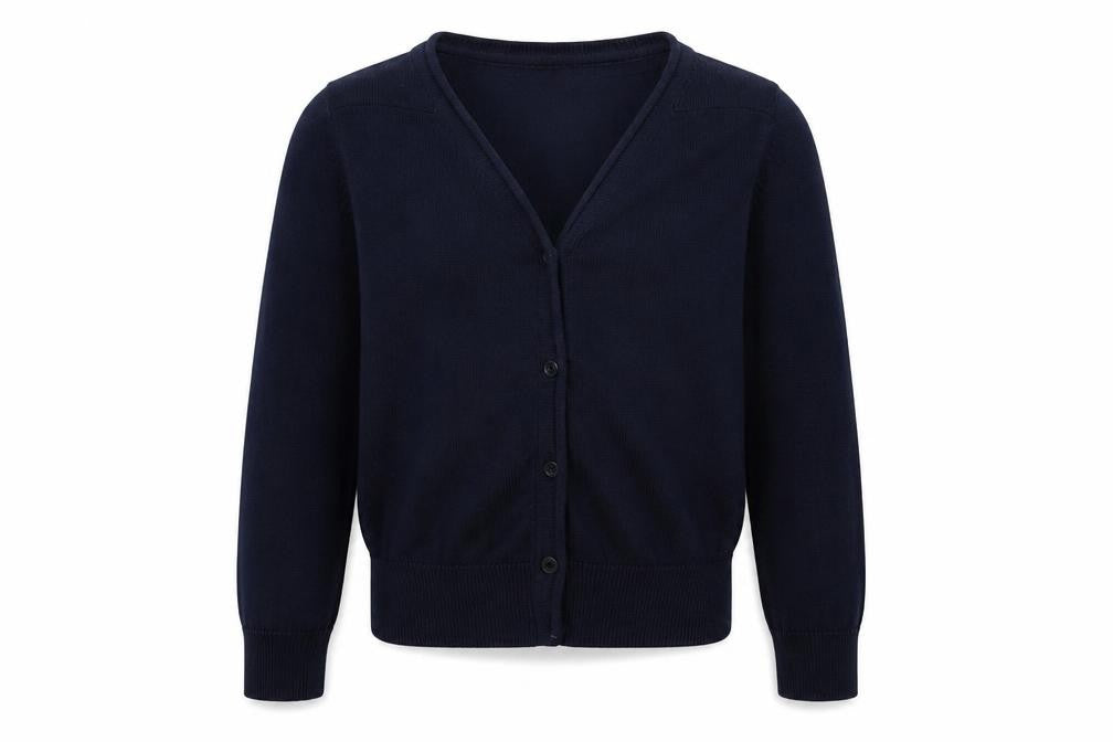Marks and Spencer Girls Blue V-Neck  Cotton Cardigan Jumper Size 4-5 Years  Button - Schoolwear