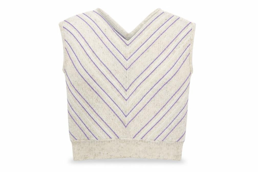 Babuale Womens Beige Striped Acrylic Basic Blouse Size 16 V-Neck