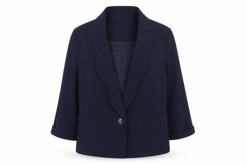 Front view of Henry Holland women’s blue polyester jacket blazer, size UK 10