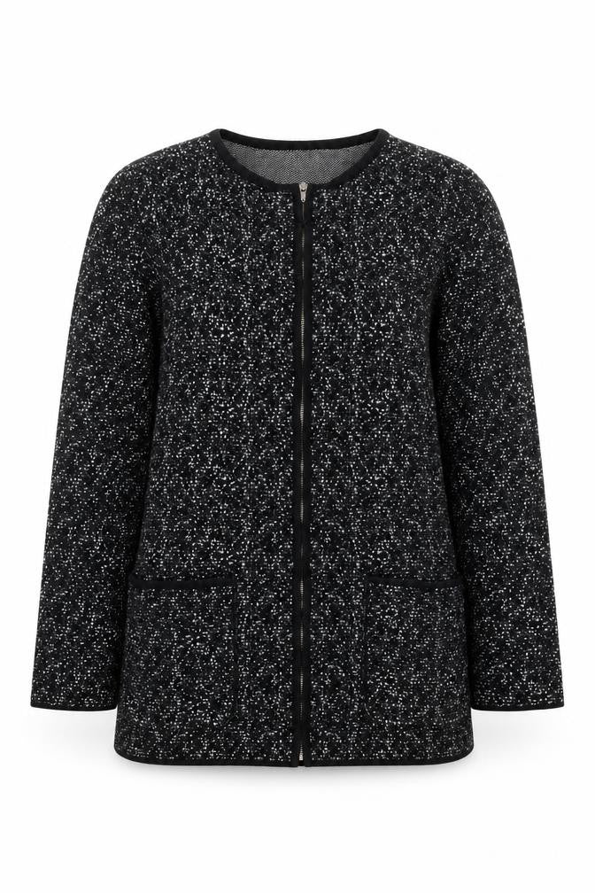 Ellen Reyes Womens Black Crew Neck  Cotton Full Zip Jumper Size M