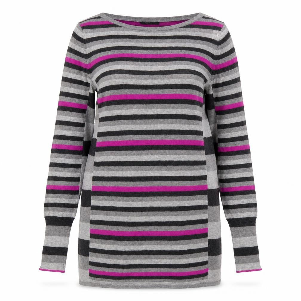Marks and Spencer Womens Multicoloured Boat Neck Striped Polyamide Tunic Jumper Size 14