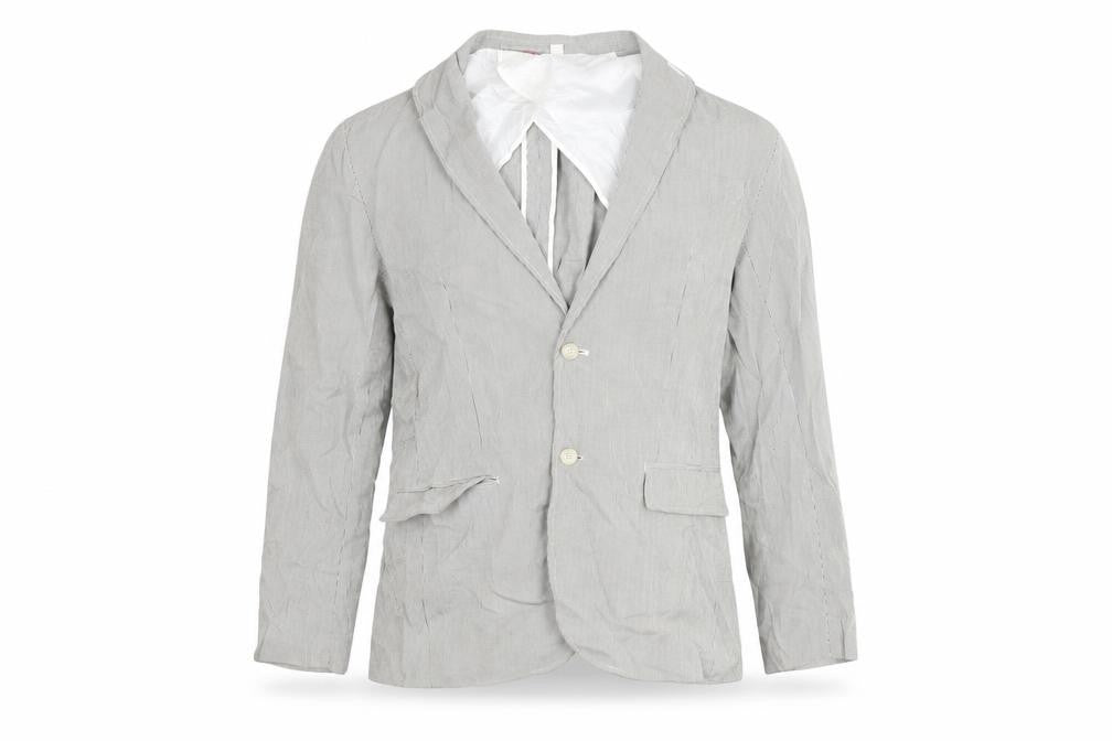 Front view of Preworn women’s beige striped jacket blazer, size L