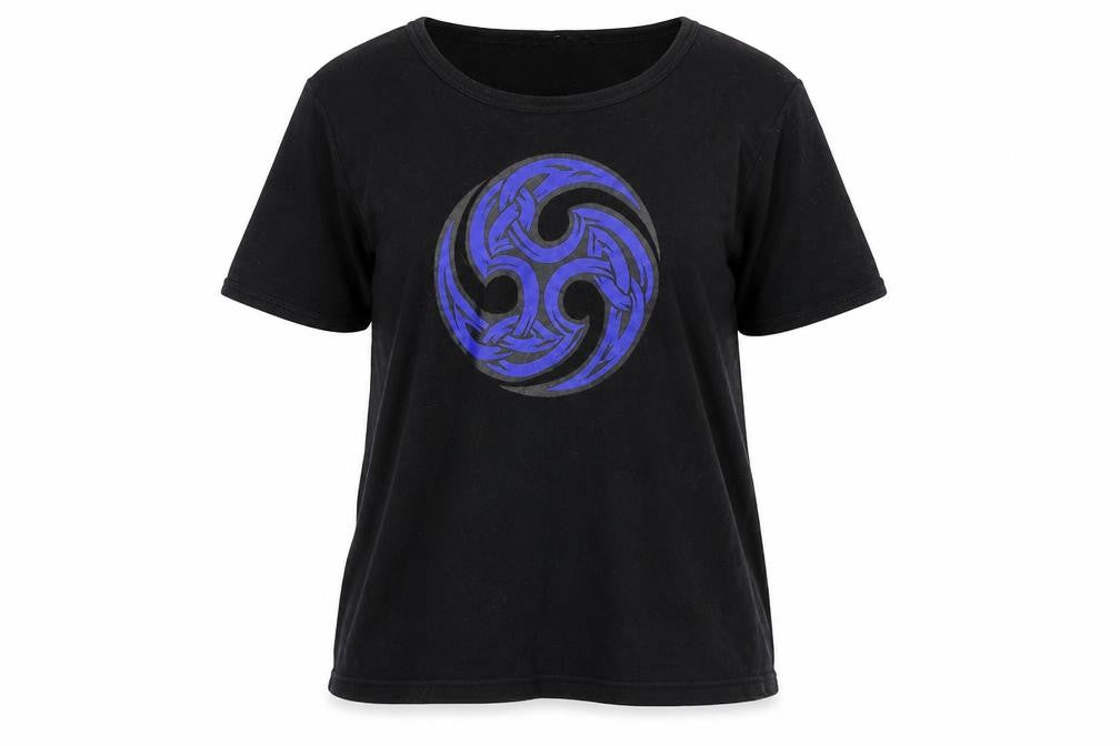 Front view of Ultratex women’s black 100% cotton basic t-shirt, size S, round neck