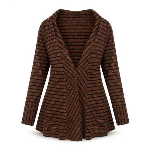 Gerard Womens Orange Round Neck Striped Polyester Cardigan Jumper Size M