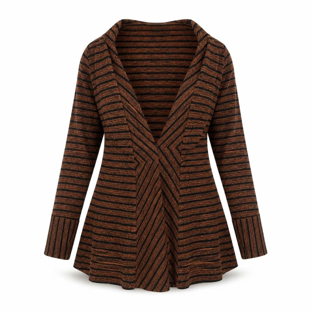 Gerard Womens Orange Round Neck Striped Polyester Cardigan Jumper Size M