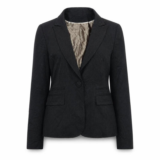 Front view of Dorothy Perkins women’s black jacket blazer, size UK 12, button