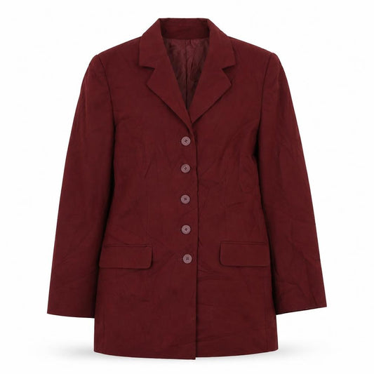 Front view of Modern Classics women’s red jacket blazer, size UK 12, button