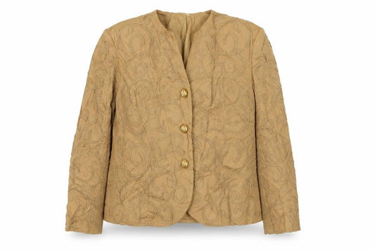 Front view of Medici women’s brown jacket blazer, size UK 16, button