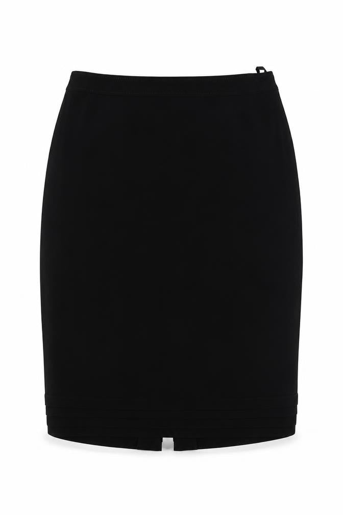 Front view of Basler women’s black polyester a-line skirt, size UK 16