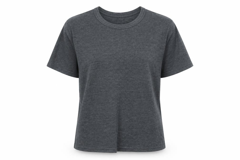 Front view of HEAT MACHINE women’s grey round neck acrylic jumper, size L