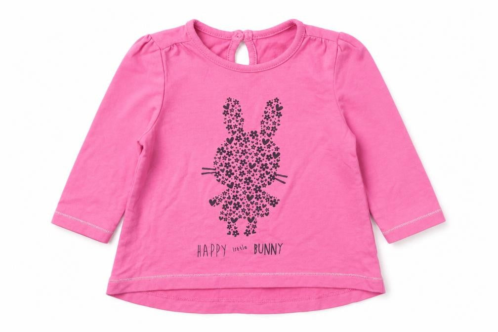 Dunnes Stores Girls Pink  100% Cotton Basic T-Shirt Size 3-6 Months Round Neck Pullover