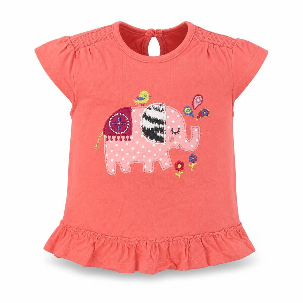 F&F Girls Orange  100% Cotton Basic T-Shirt Size 6-9 Months Round Neck Pullover