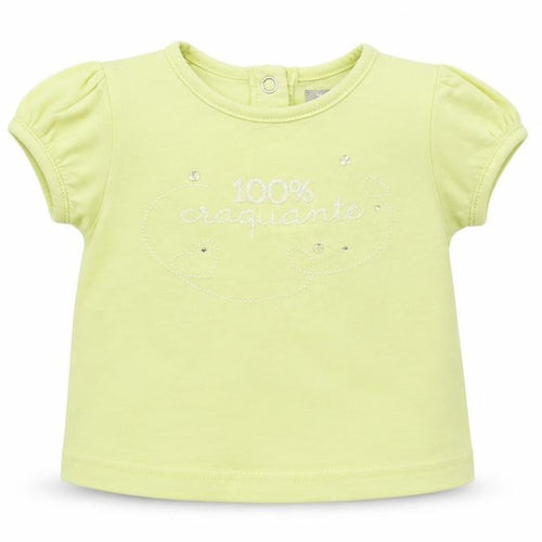 Tout Compte Fait Girls Yellow  100% Cotton Basic T-Shirt Size 6-9 Months Round Neck Pullover