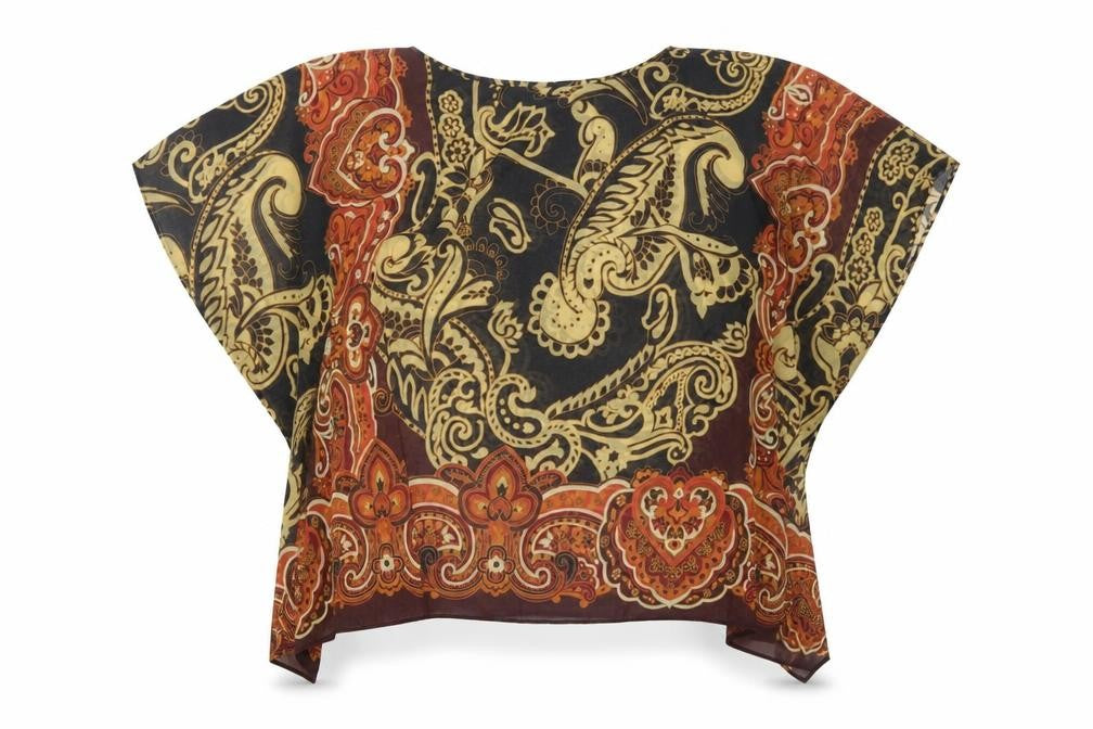 Susan Graver Womens Multicoloured Geometric Polyester Basic Blouse Size XS Crew Neck
