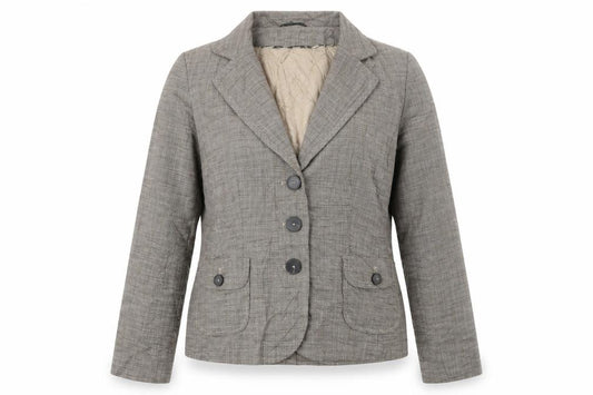 Front view of Marcona women’s brown jacket blazer, size UK 14, button