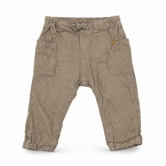 Front view of H&M Baby Beige Cotton Cargo Trousers, size 9-12, Months