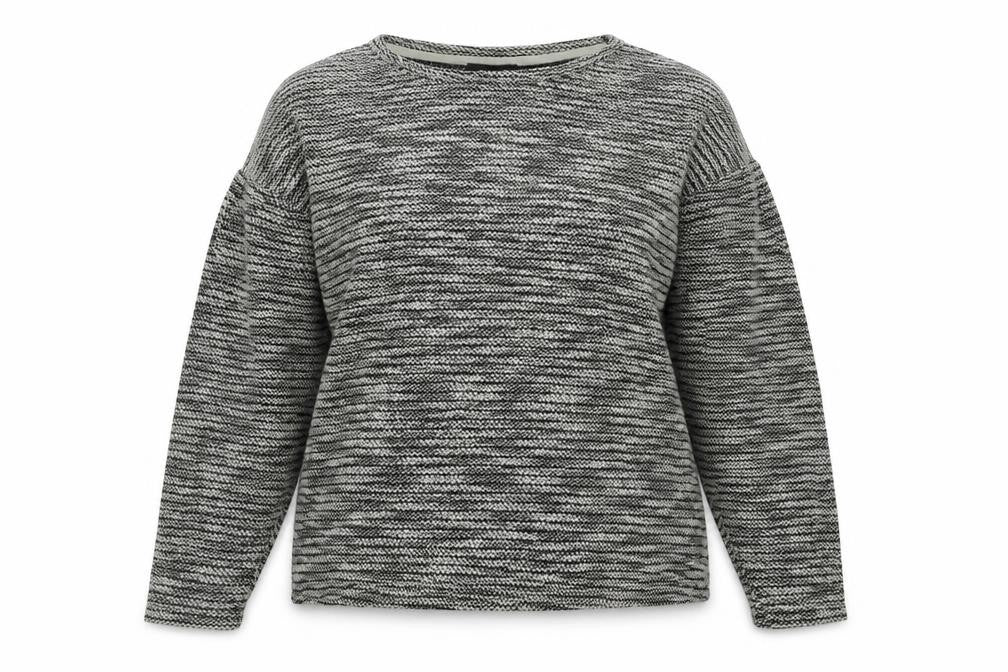 Front view of New look women’s black round neck polyester jumper, size S