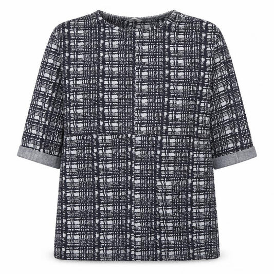 Front view of George women’s grey check polyester pullover sweatshirt, size UK 12, pullover