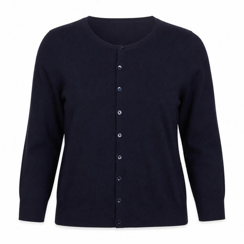 Hepburn Womens Blue Crew Neck  Viscose Cardigan Jumper Size M